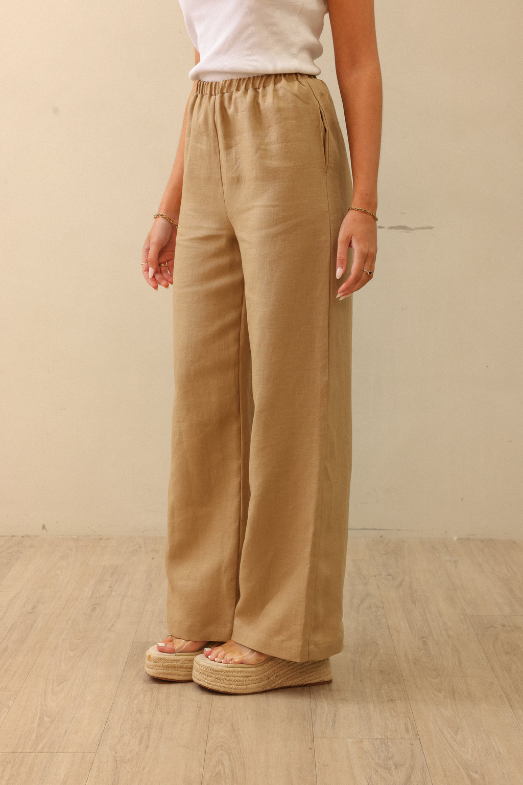 RIVIERA LINEN PANT BISCUIT