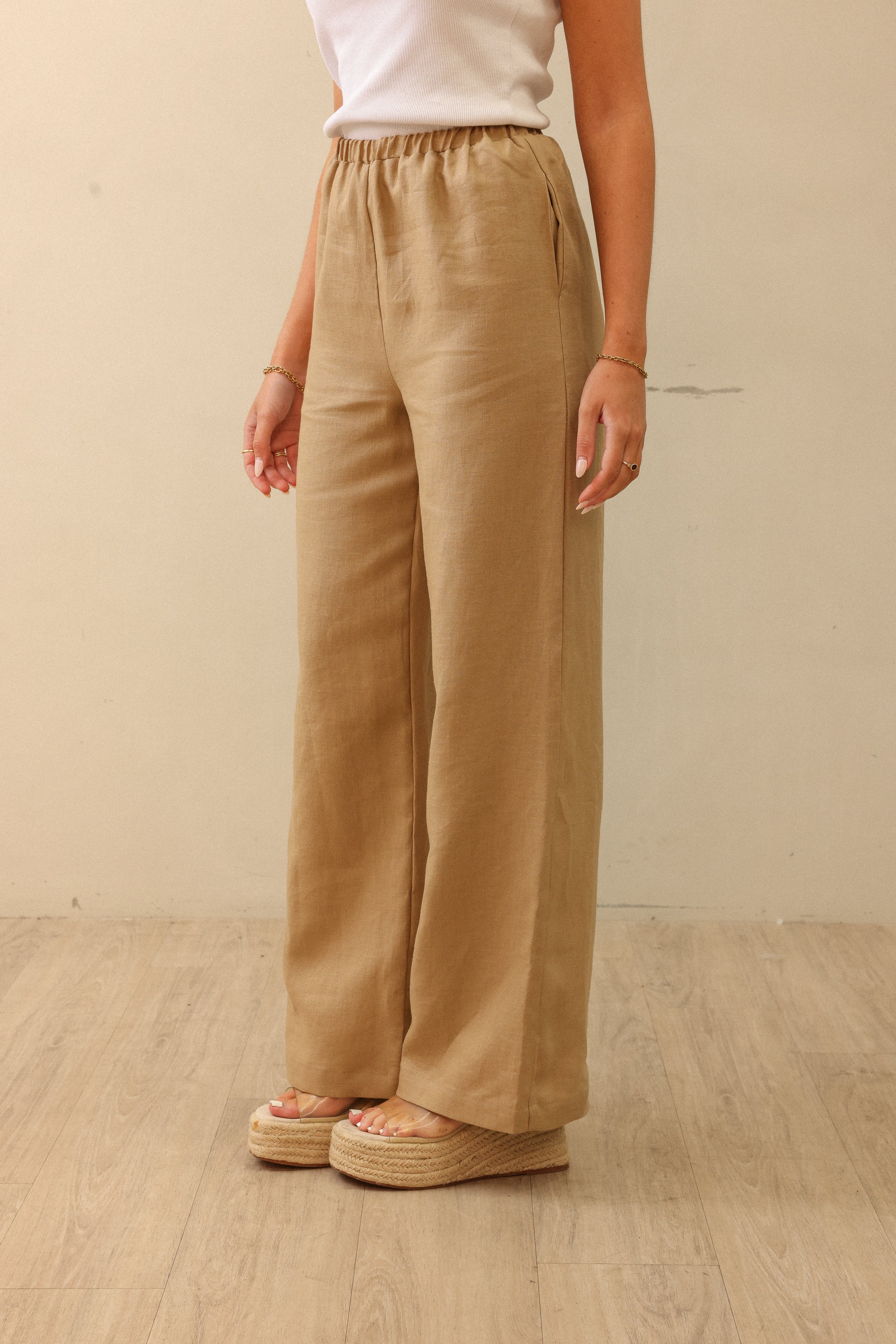 RIVIERA LINEN PANT BISCUIT