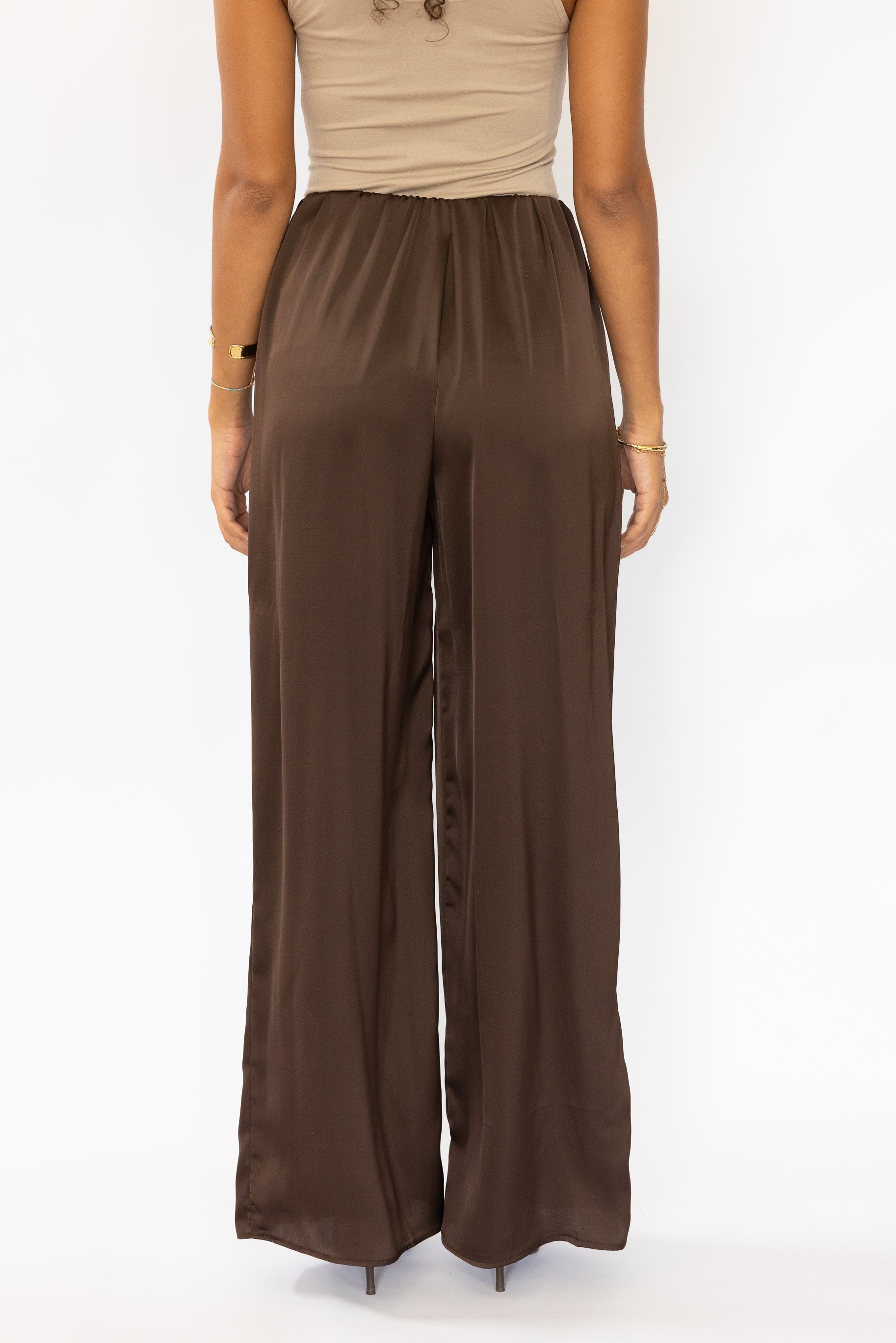 SADDLE SATIN PANT ESPRESSO