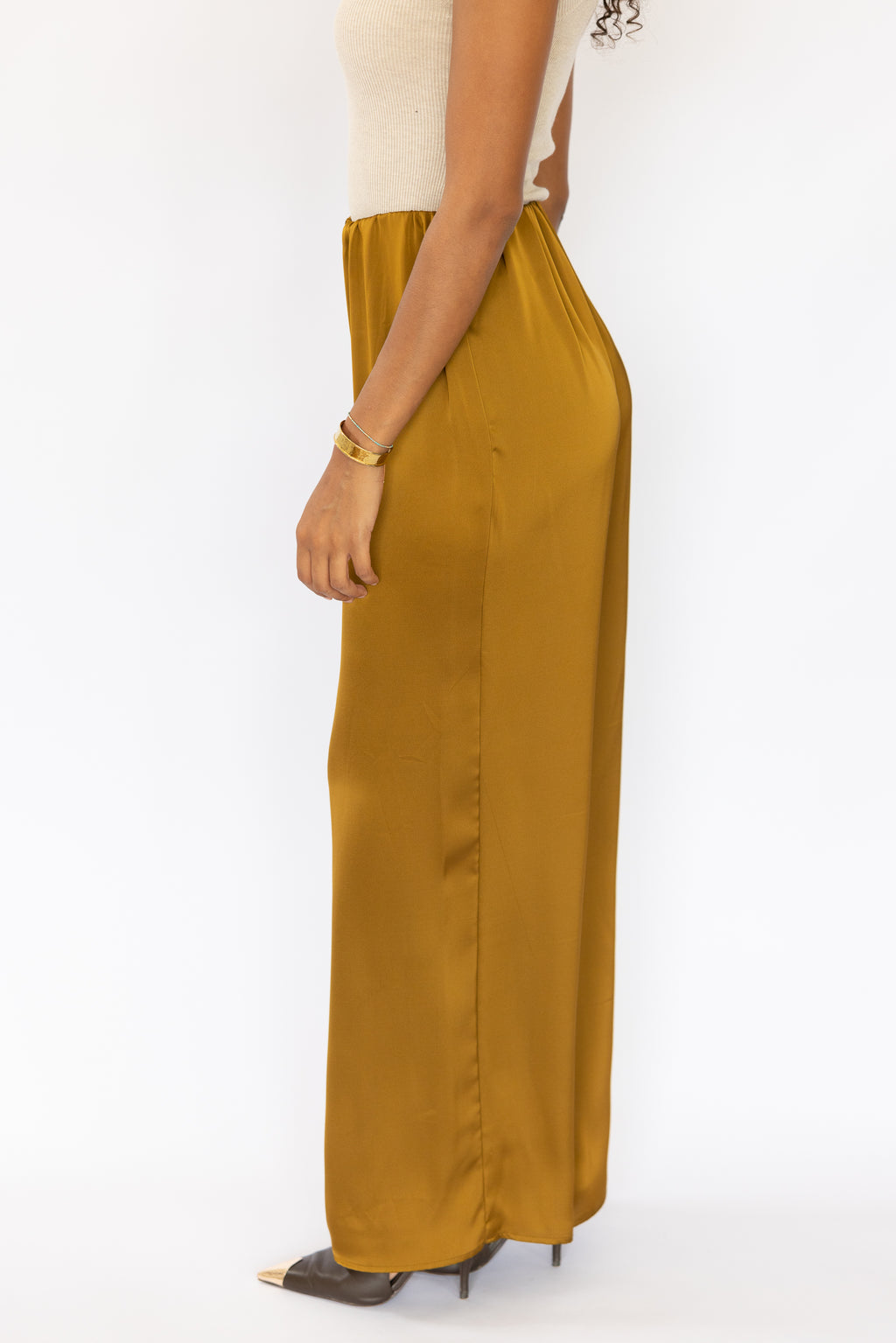 SADDLE SATIN PANT BRASS