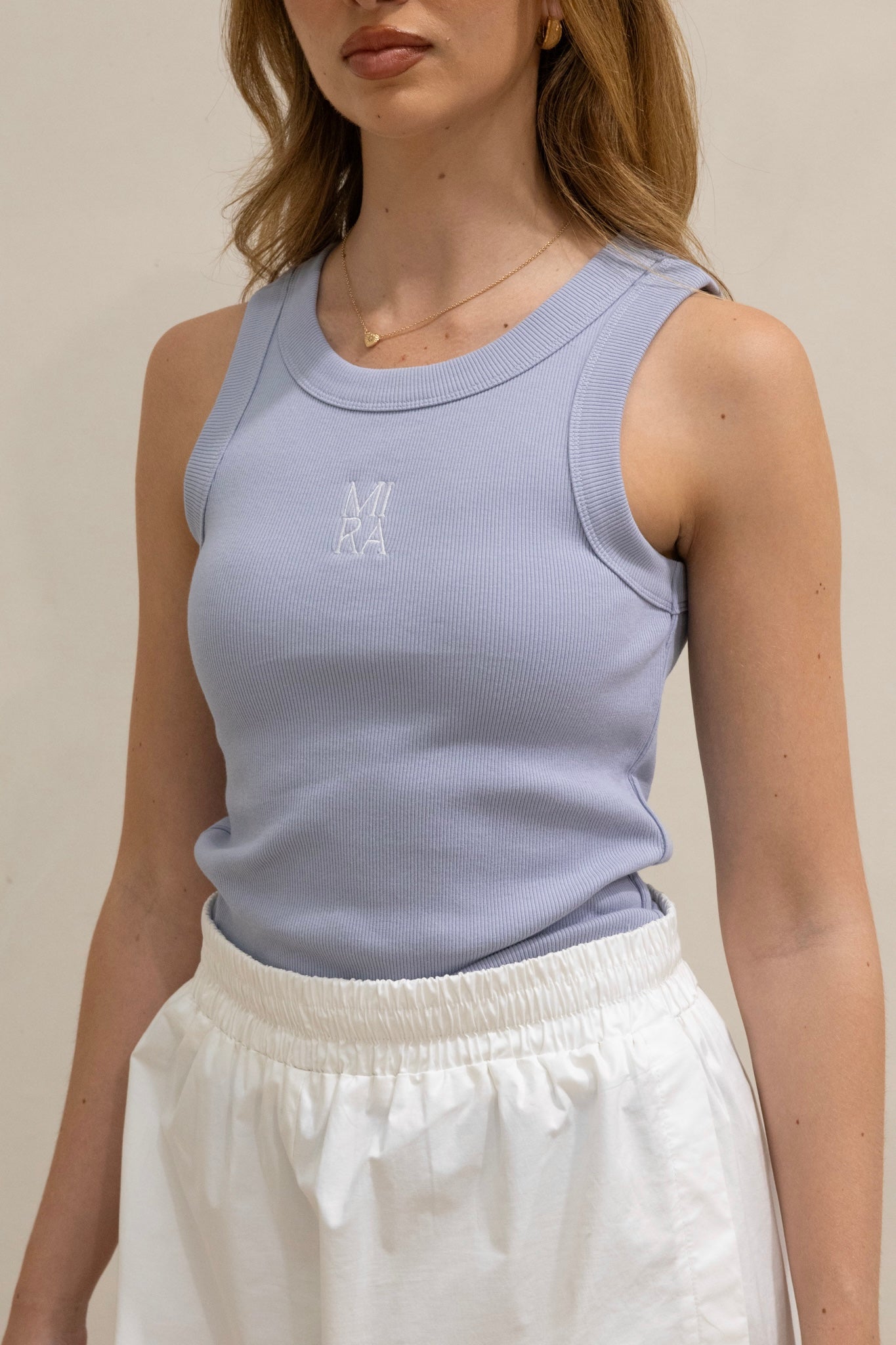 MIRA RIB LOGO TANK POWDER BLUE