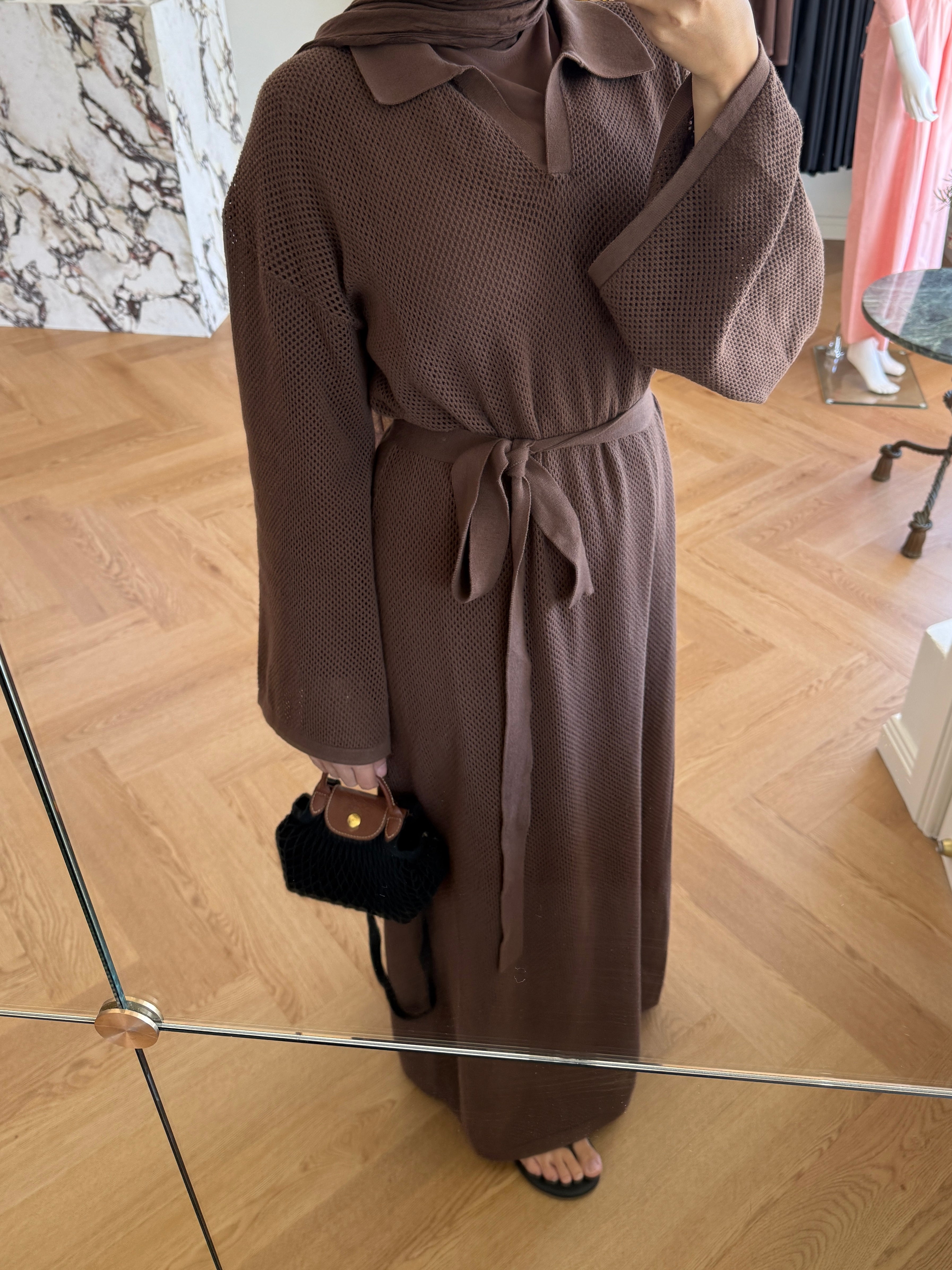 SEASIDE CROCHET DRESS CHOC