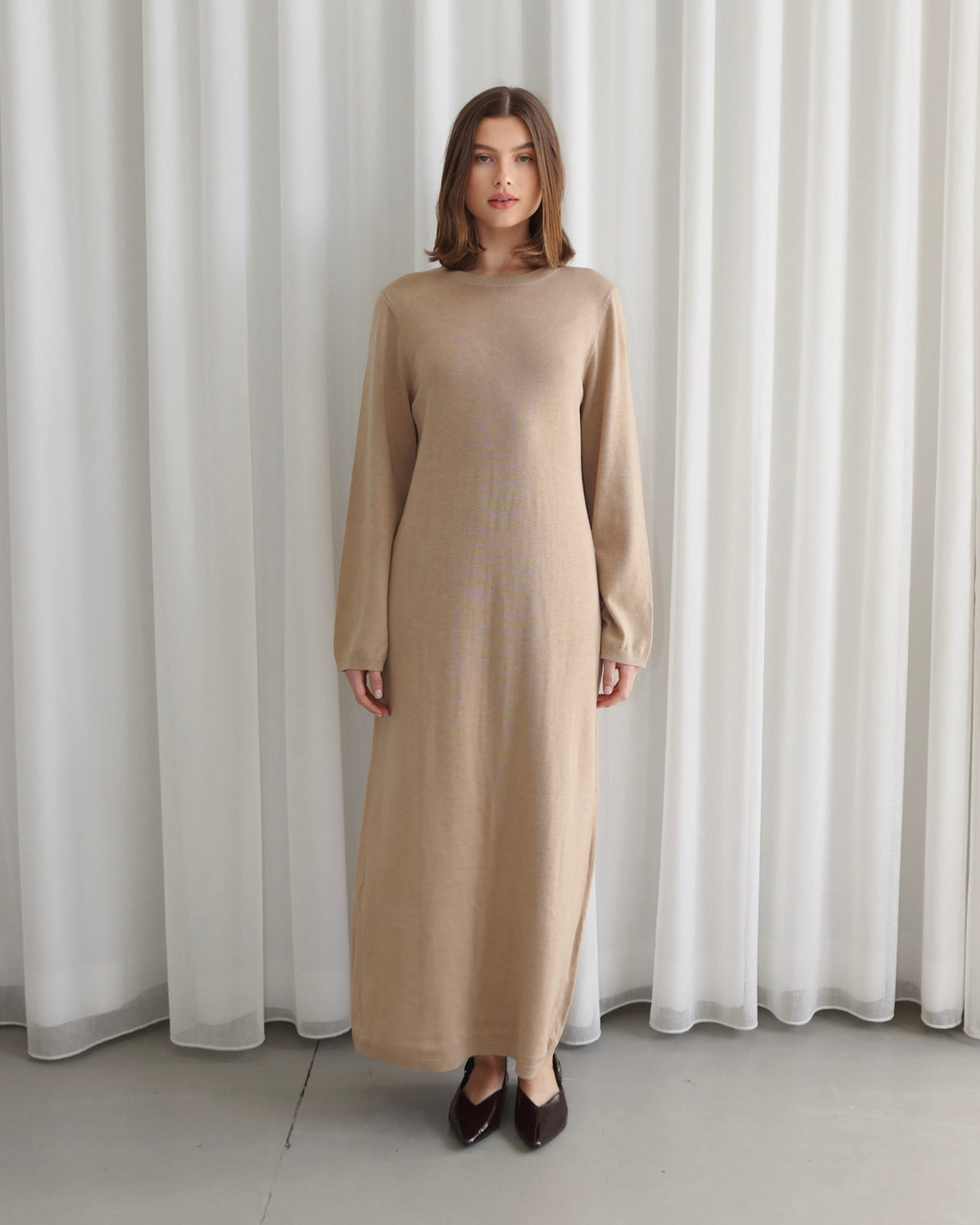 MAXI KNIT DRESS BEIGE