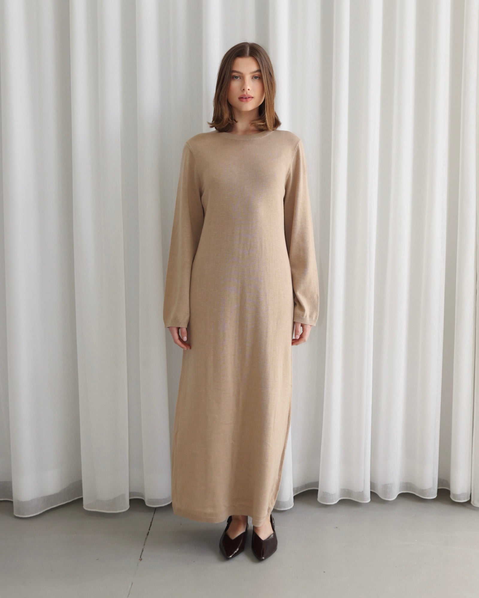 MAXI KNIT DRESS BEIGE
