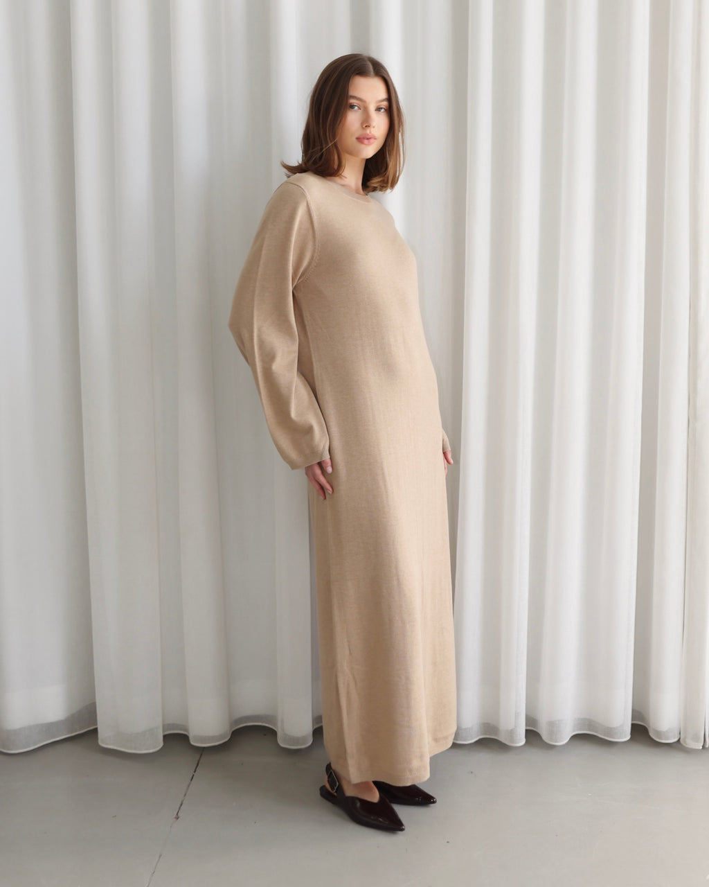 MAXI KNIT DRESS BEIGE