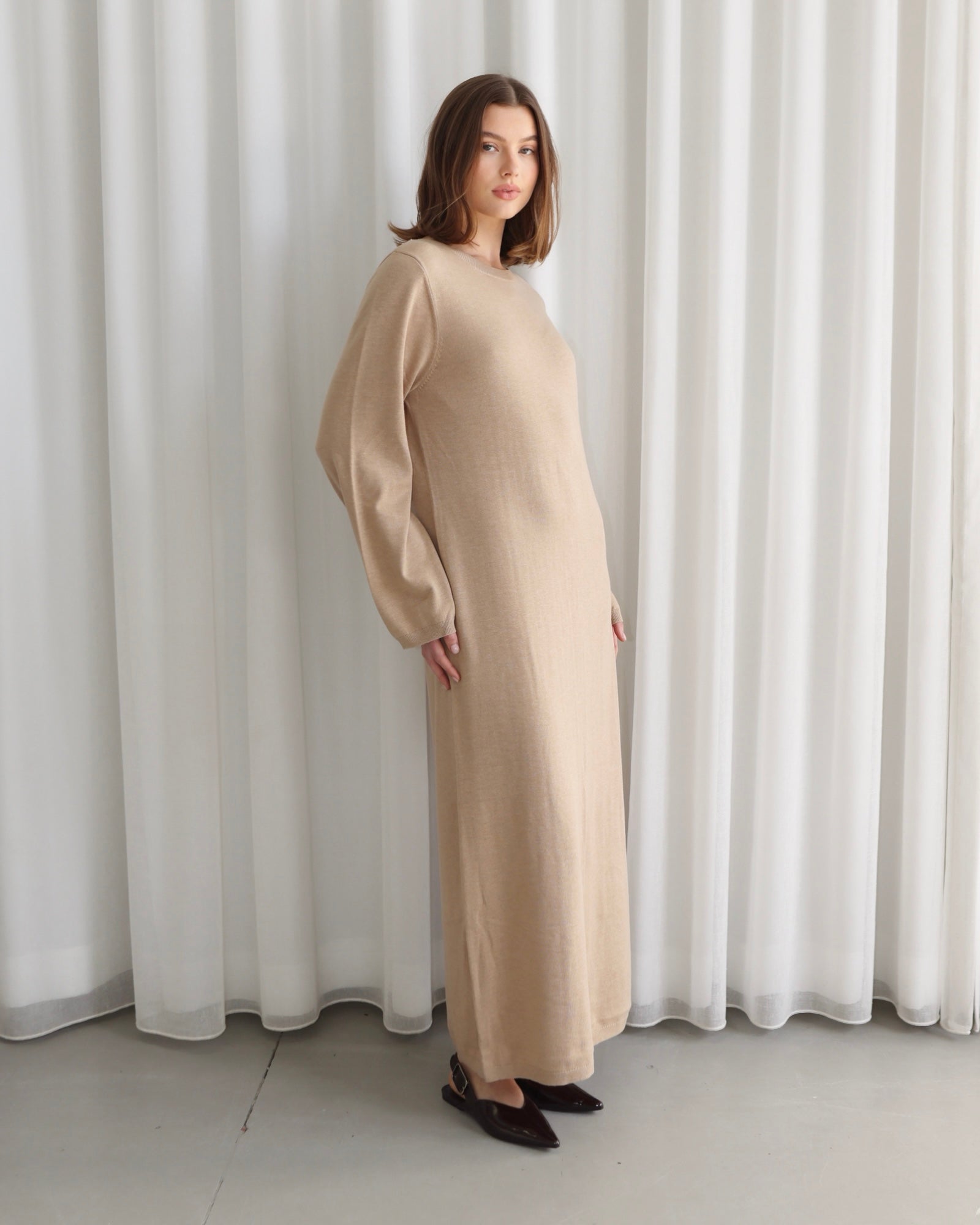 MAXI KNIT DRESS BEIGE