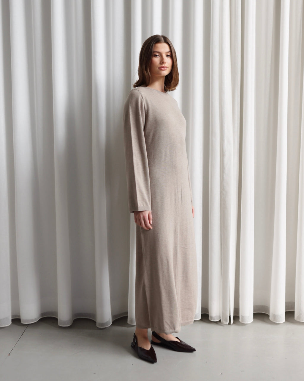 MAXI KNIT DRESS MUSHROOM
