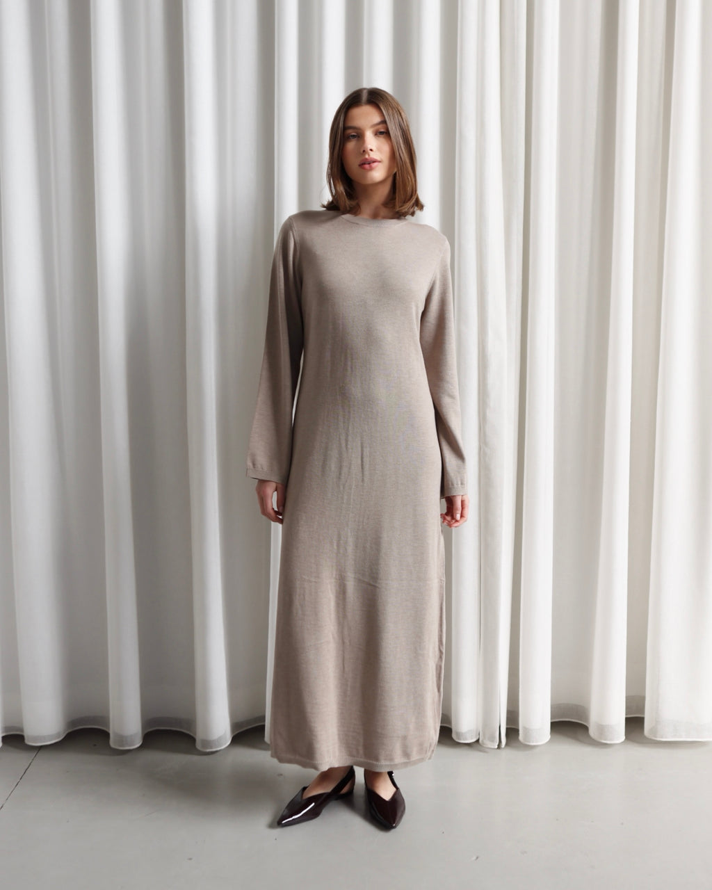 MAXI KNIT DRESS MUSHROOM