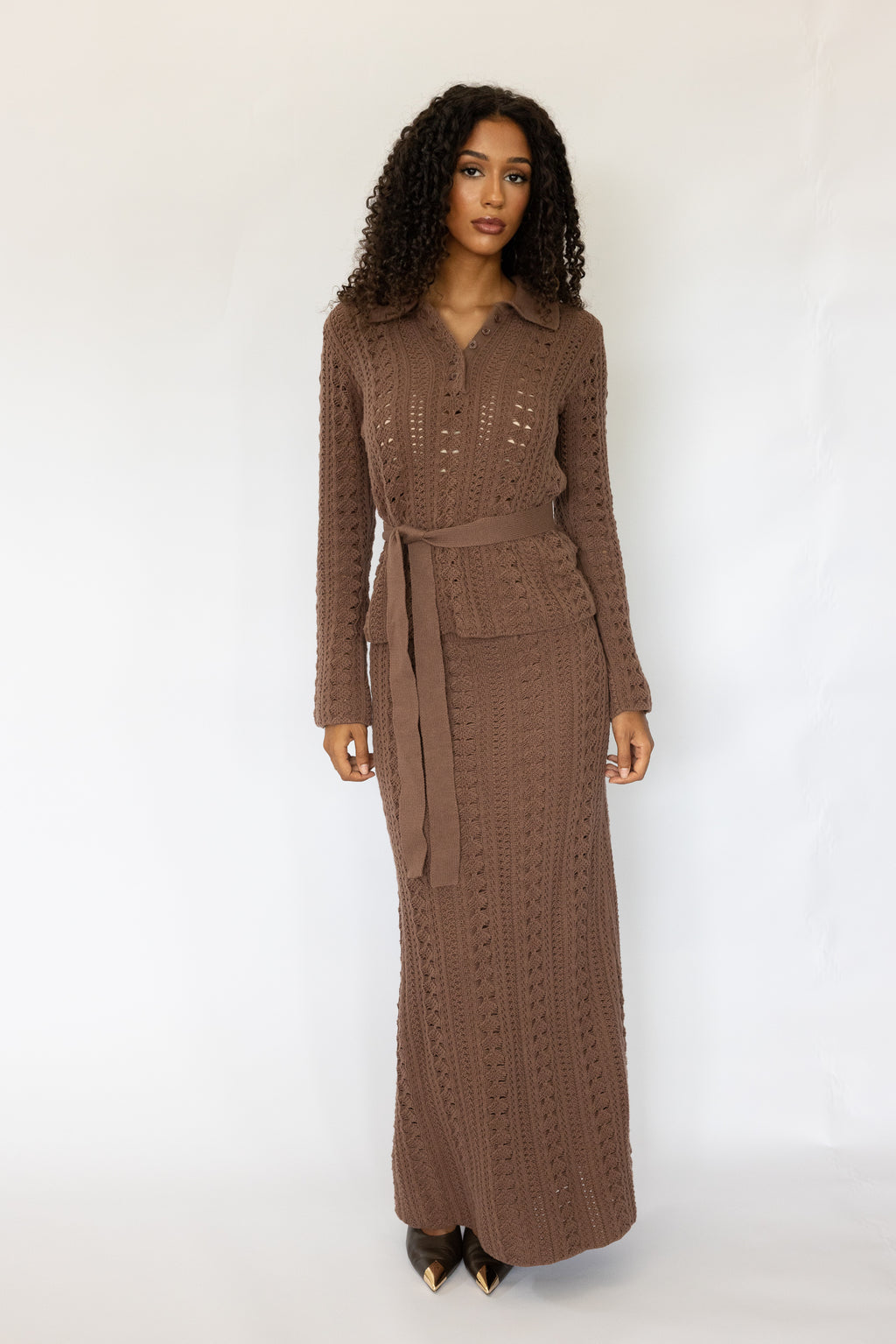 RODEO CROCHET SKIRT BROWN