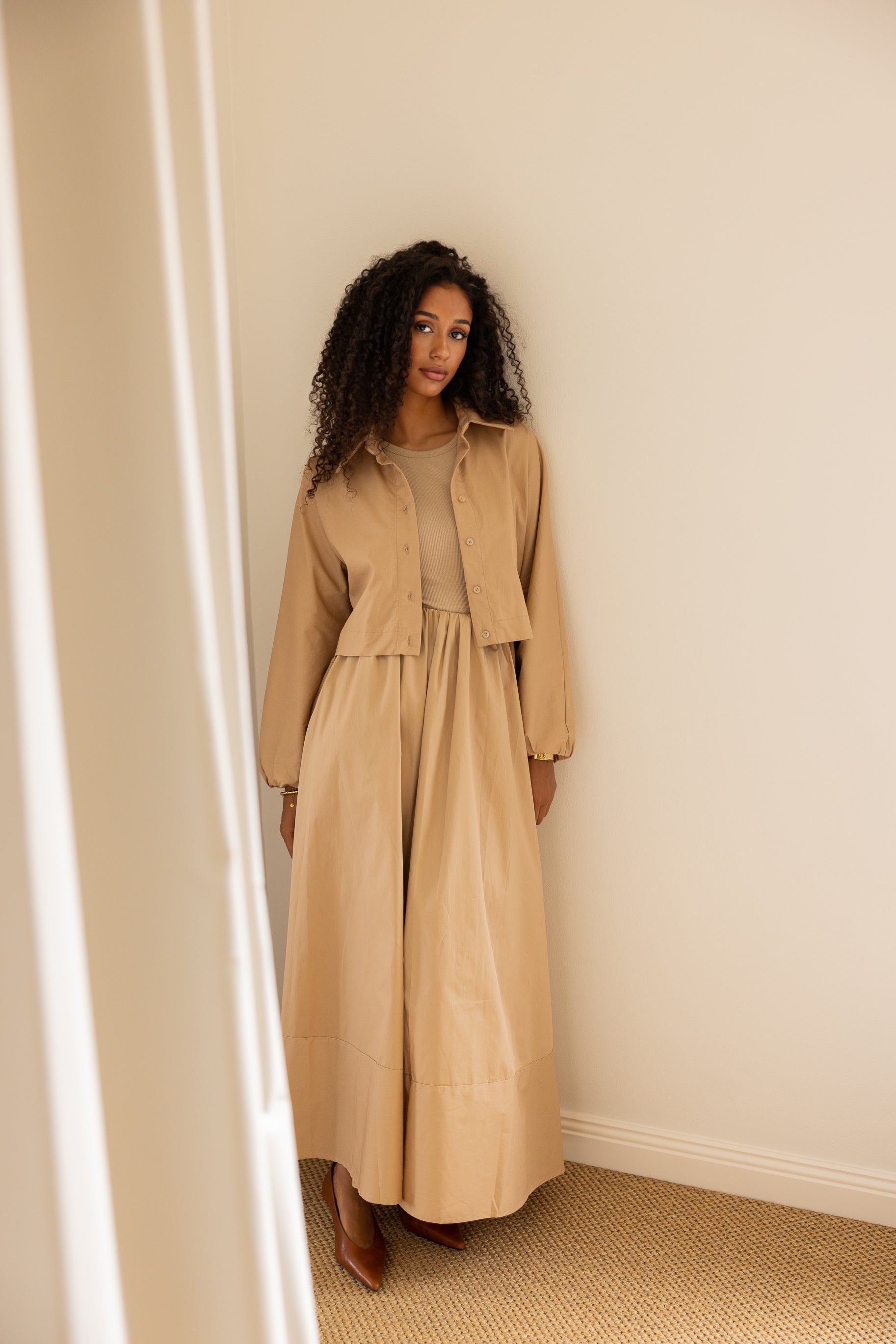 WEST POPLIN SKIRT SAND