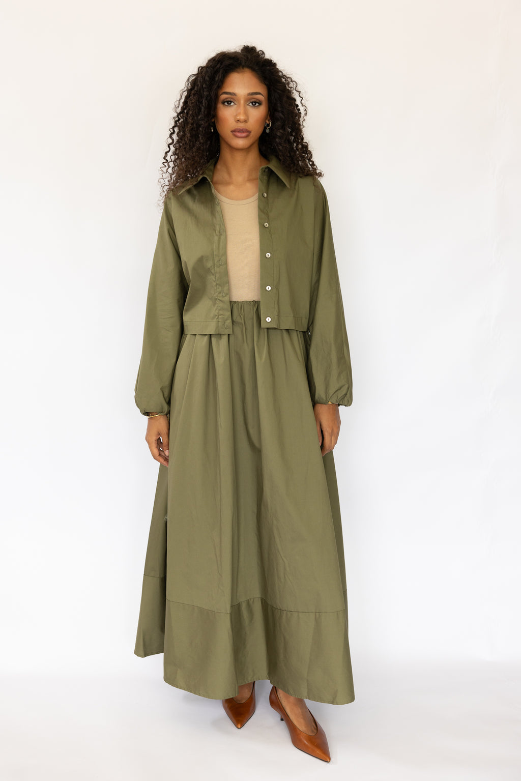 WEST POPLIN SKIRT KHAKI