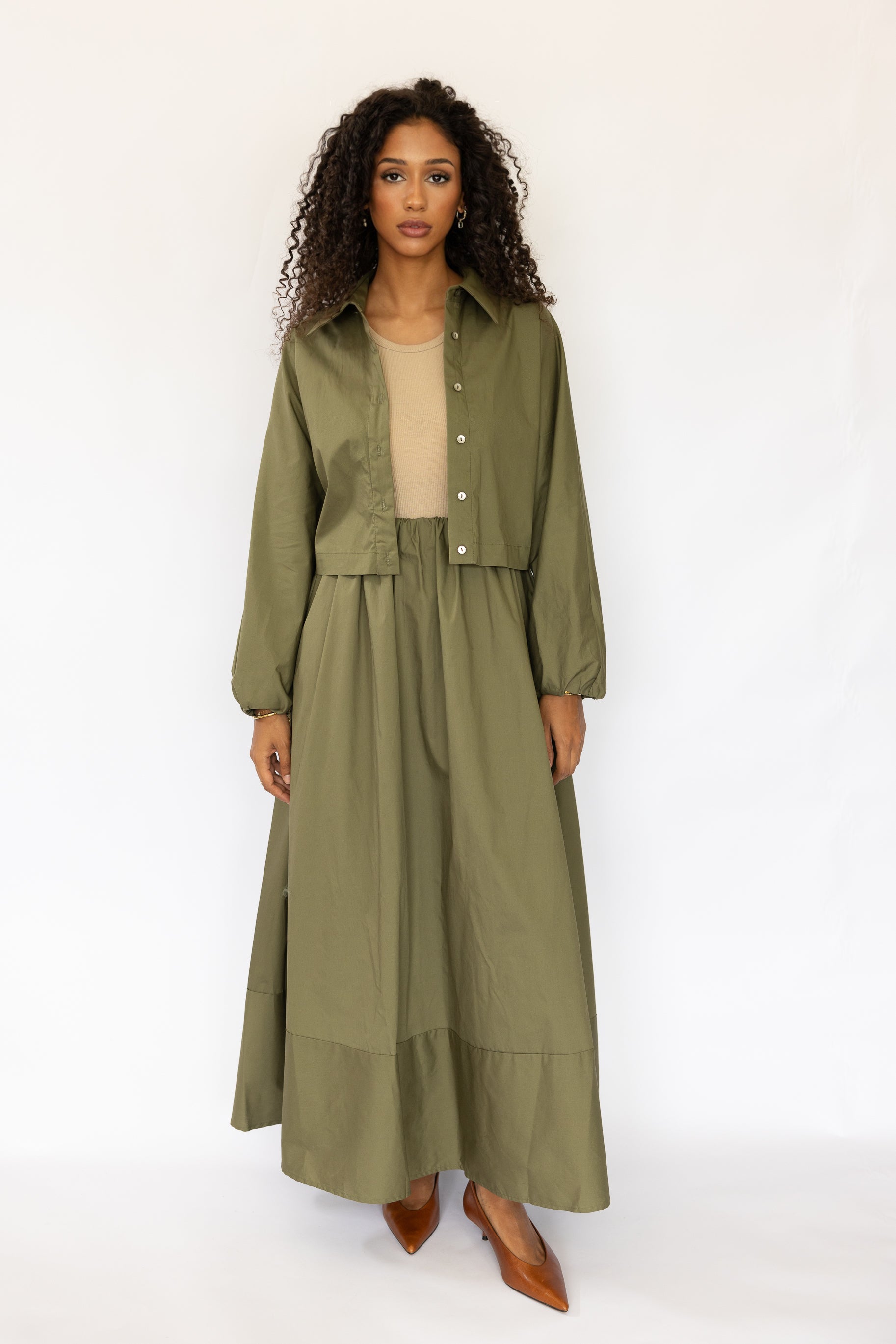 WEST POPLIN SKIRT KHAKI