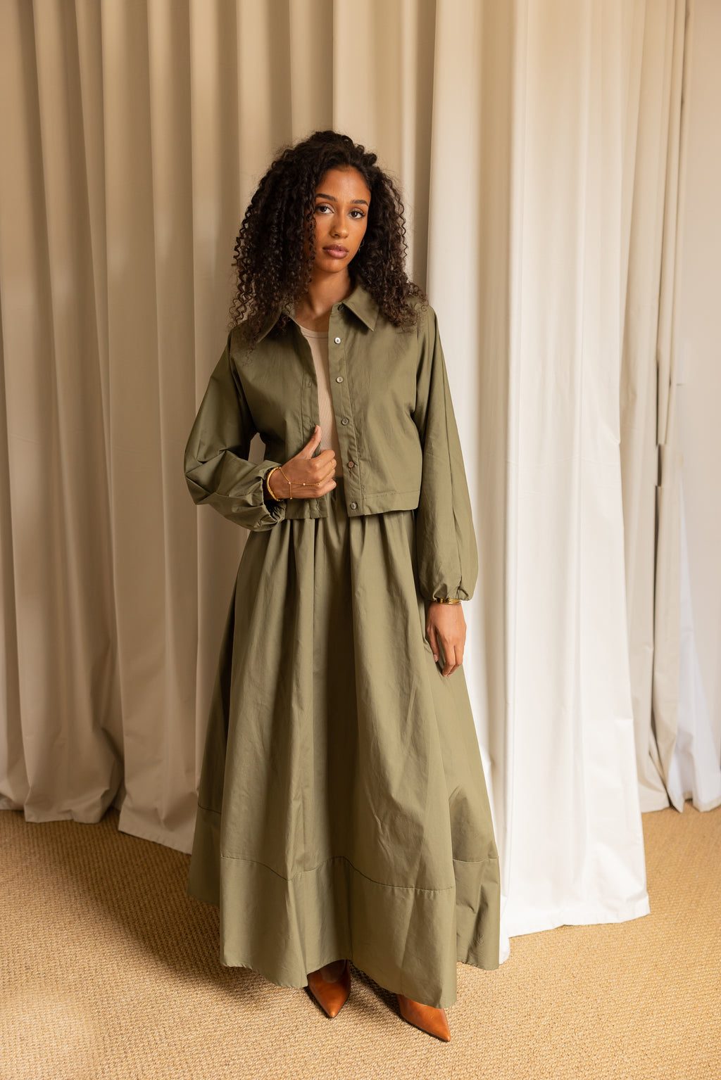 WEST POPLIN SKIRT KHAKI